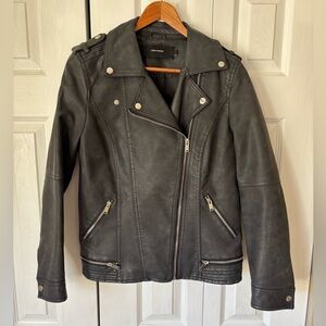 Vero Moda Black Faux Leather Moto Jacket Size Large